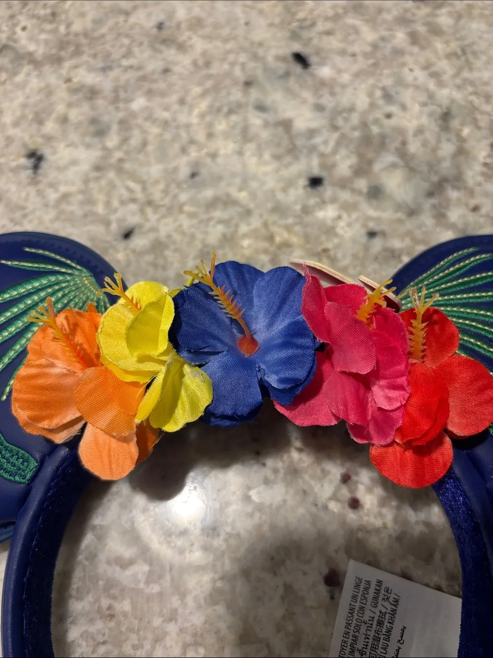 Disney Parks Encanto Navy Floral Minnie Mouse Ears Headband with Bright Flowers